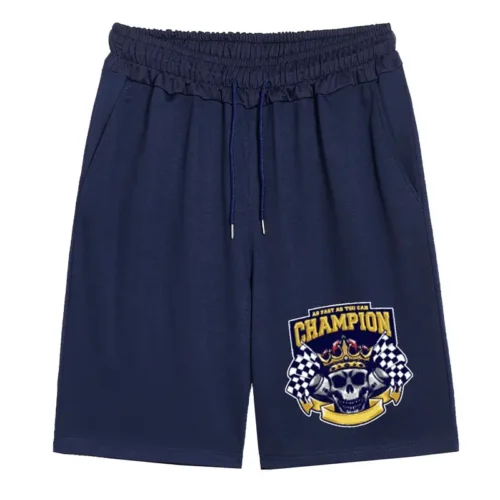 Champion" Comfy Drawstring, Color Slightly Stretch Elastic Waist Shorts For Summer