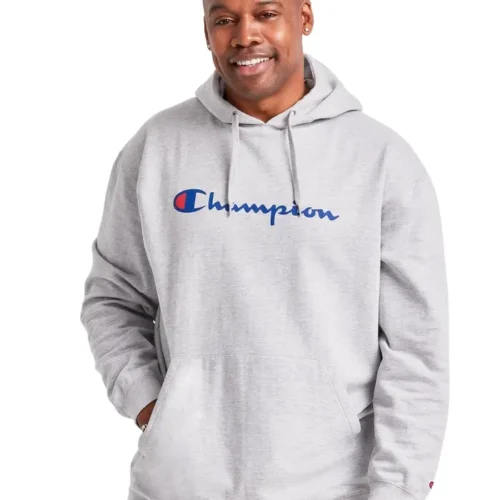 Champion Powerblend Fleece Hoodie, Script Logo (Big & Tall)