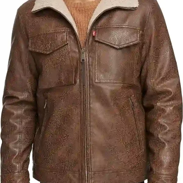 Levi's Men's Faux Leather 2-Pocket Sherpa Lined Jacket