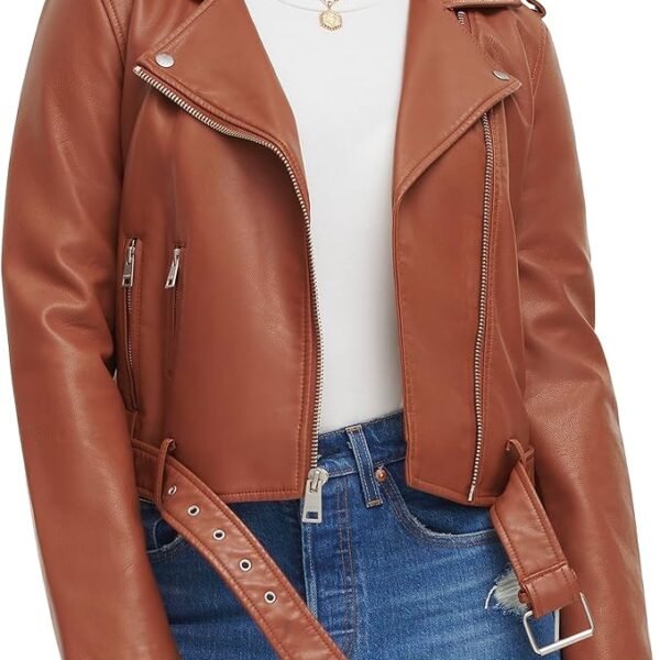 Levi's Women's Belted Faux Leather Moto Jacket Color Camel