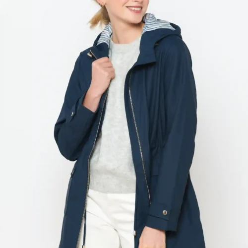 Medium-length Parka Navy Blue Long Jacket