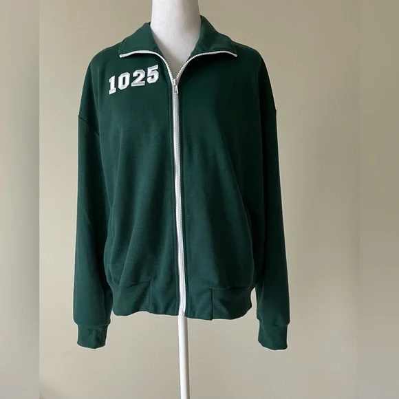 cider Green Zip Top Long Sleeve Sweatshirt Size Small EUC